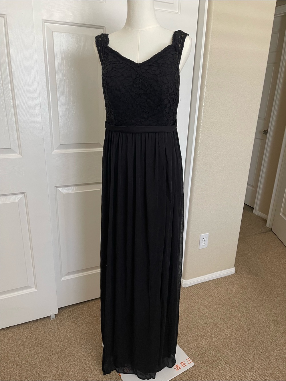 Azazie Black Lace Bodice Maxi Dress